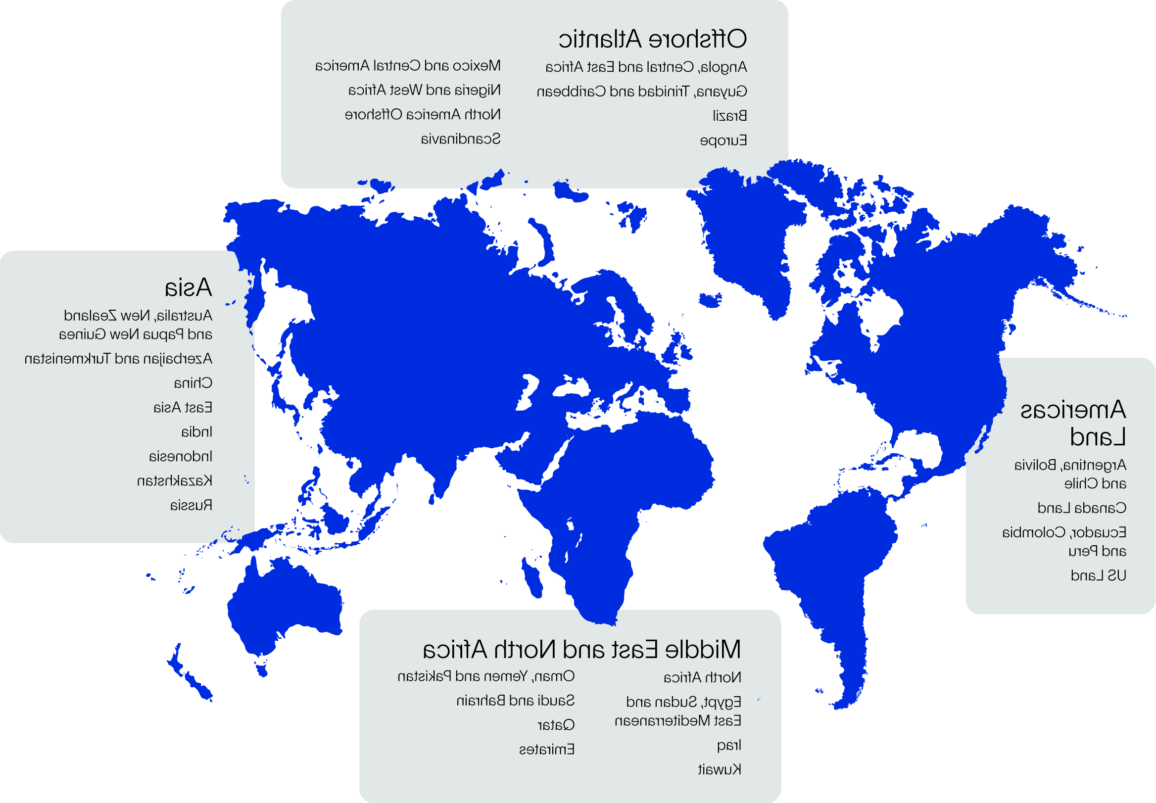 一张信息图显示了全国快3信誉最好的老平台所在的全球许多地区:美洲大陆, Offshore Atlantic, 亚洲, 中东和北非