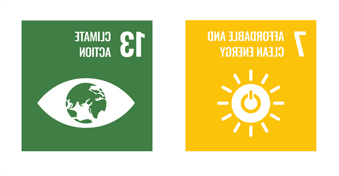 代表联合国可持续发展目标7和13的图标.